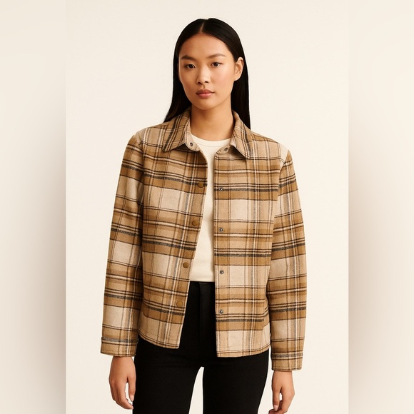 Vintage Jones New York Wool Blend Plaid Button Up Barn Jacket-Shacket Size Large - Picture 1 of 7